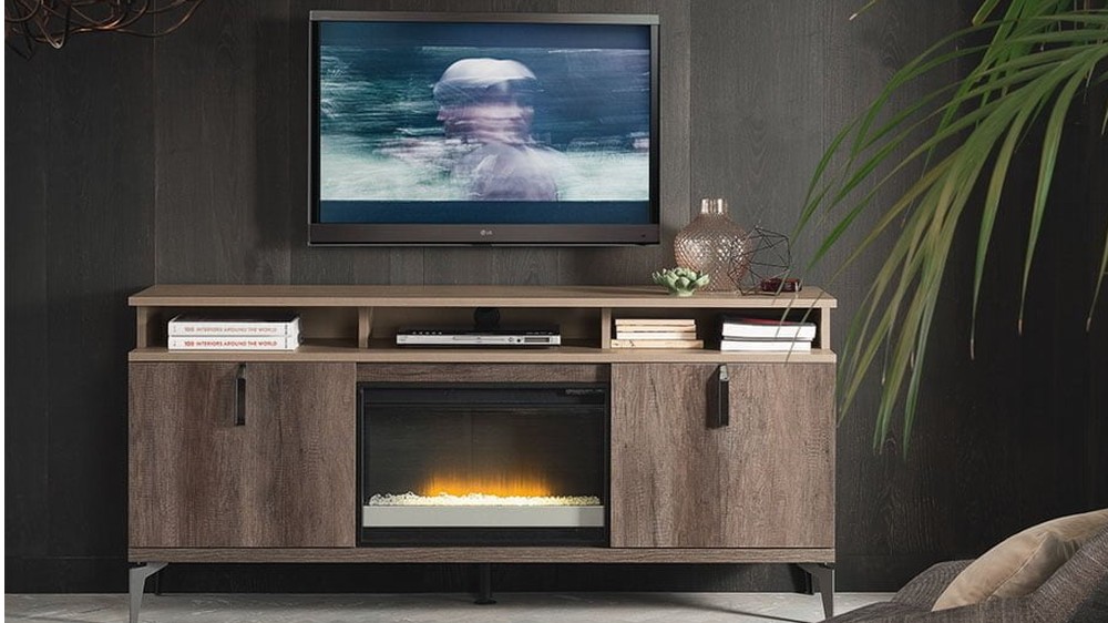TV spintelė Matera su židiniu ir sietynu svetainėje, ALF ITALIA