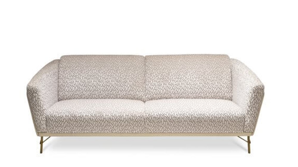 Kler margo rašto sofa Gondoliere su gulimąja dalimi ir auksinėmis kojelėmis