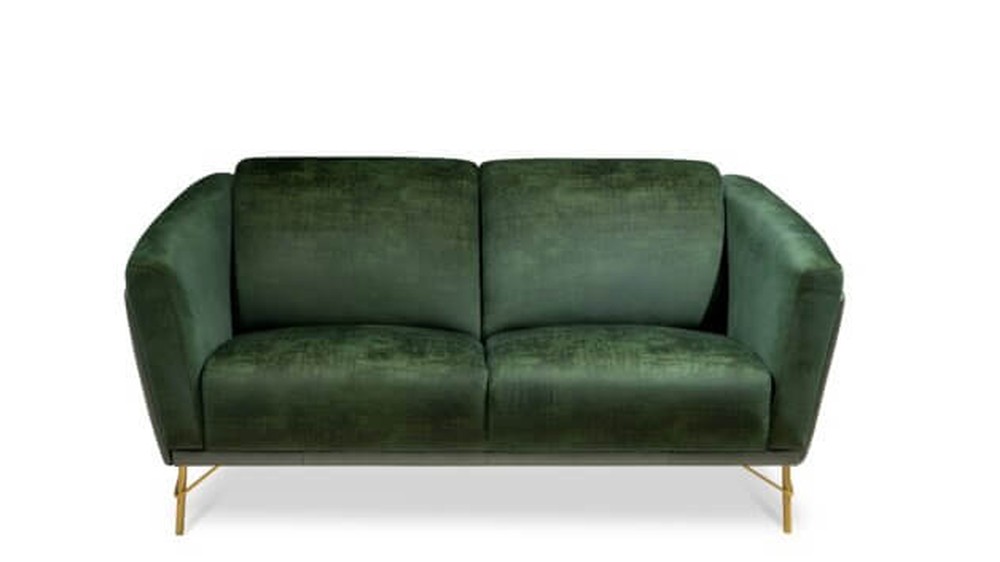 Kler žalia veliūrinė sofa Gondoliere ant auksinių kojelių