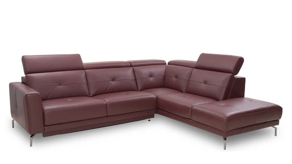 Kler tamsiai raudona odinė kampinė sofa Riposta