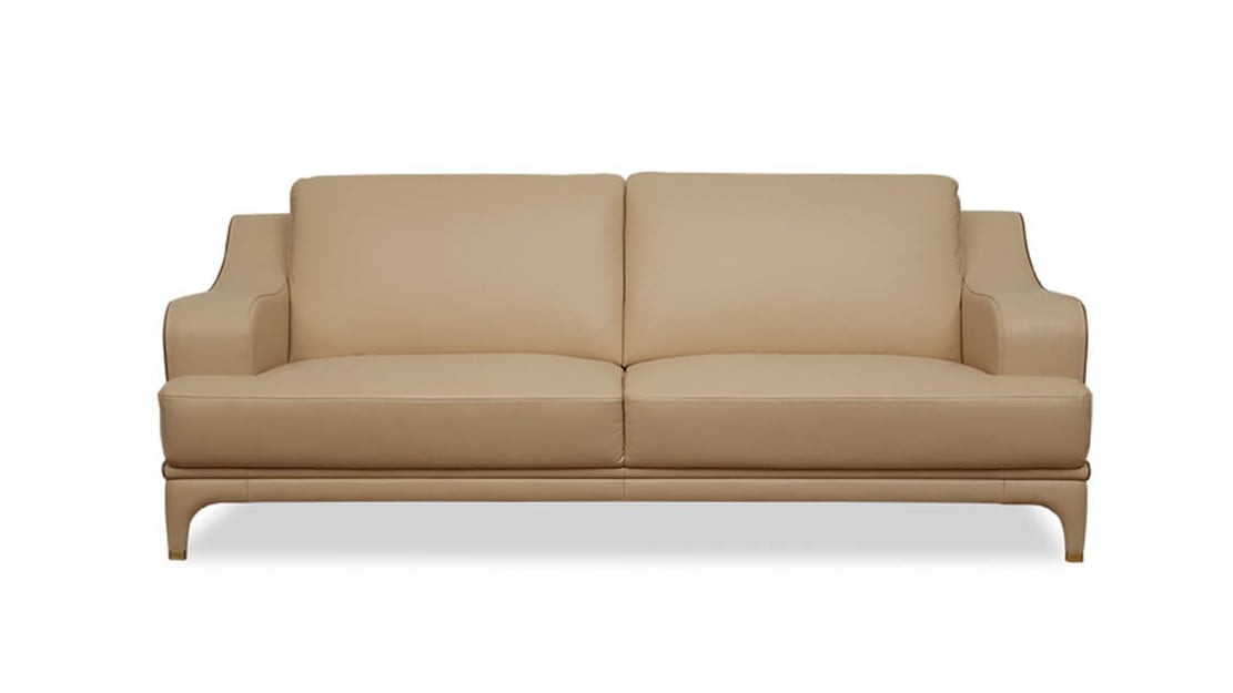 Kler smėlio spalvos odinė trivietė sofa Traviata – priekinis vaizdas