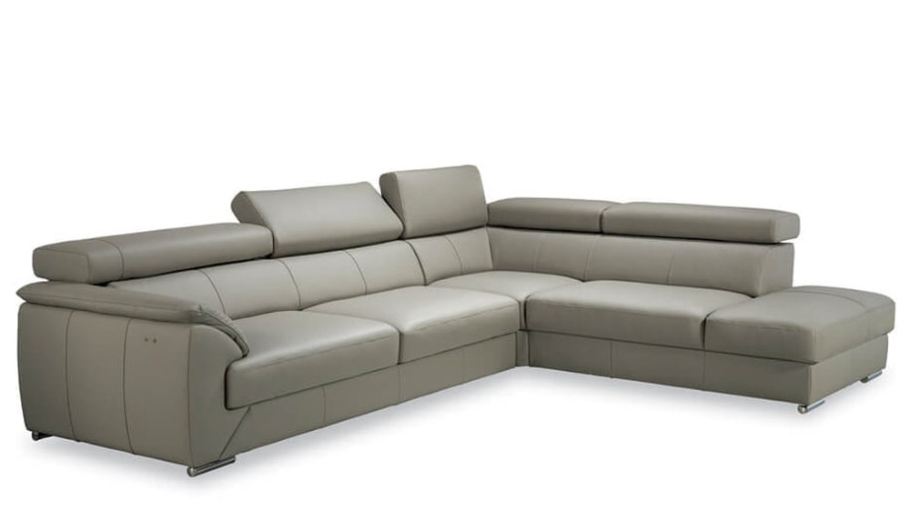 Kler rausvos spalvos odinė kampinė sofa Ottava