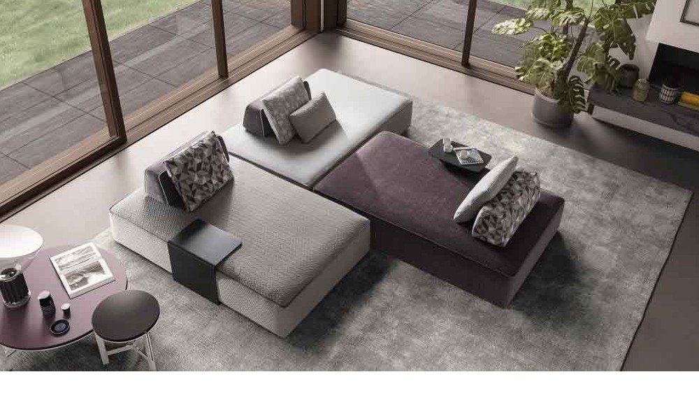 Kreminė modulinė sofa Jest Droll su rausvu akcentiniu moduliu, SAMOA DIVANI