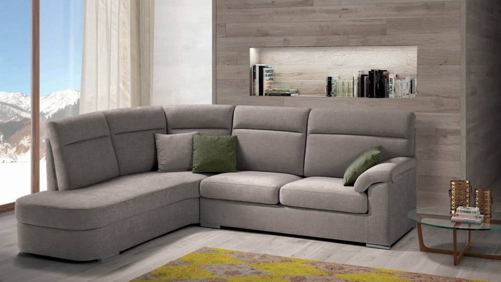 Pilka kampinė sofa Alter prie panoraminio lango, SAMOA DIVANI