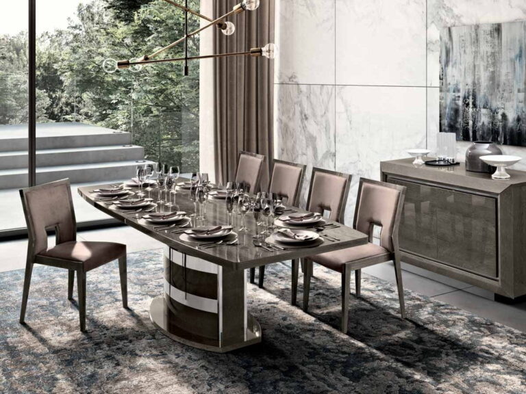 Camelgroup italiski baldai valgomojo komplektas ELITE Day Platinum stalas ir kėdės (5)
