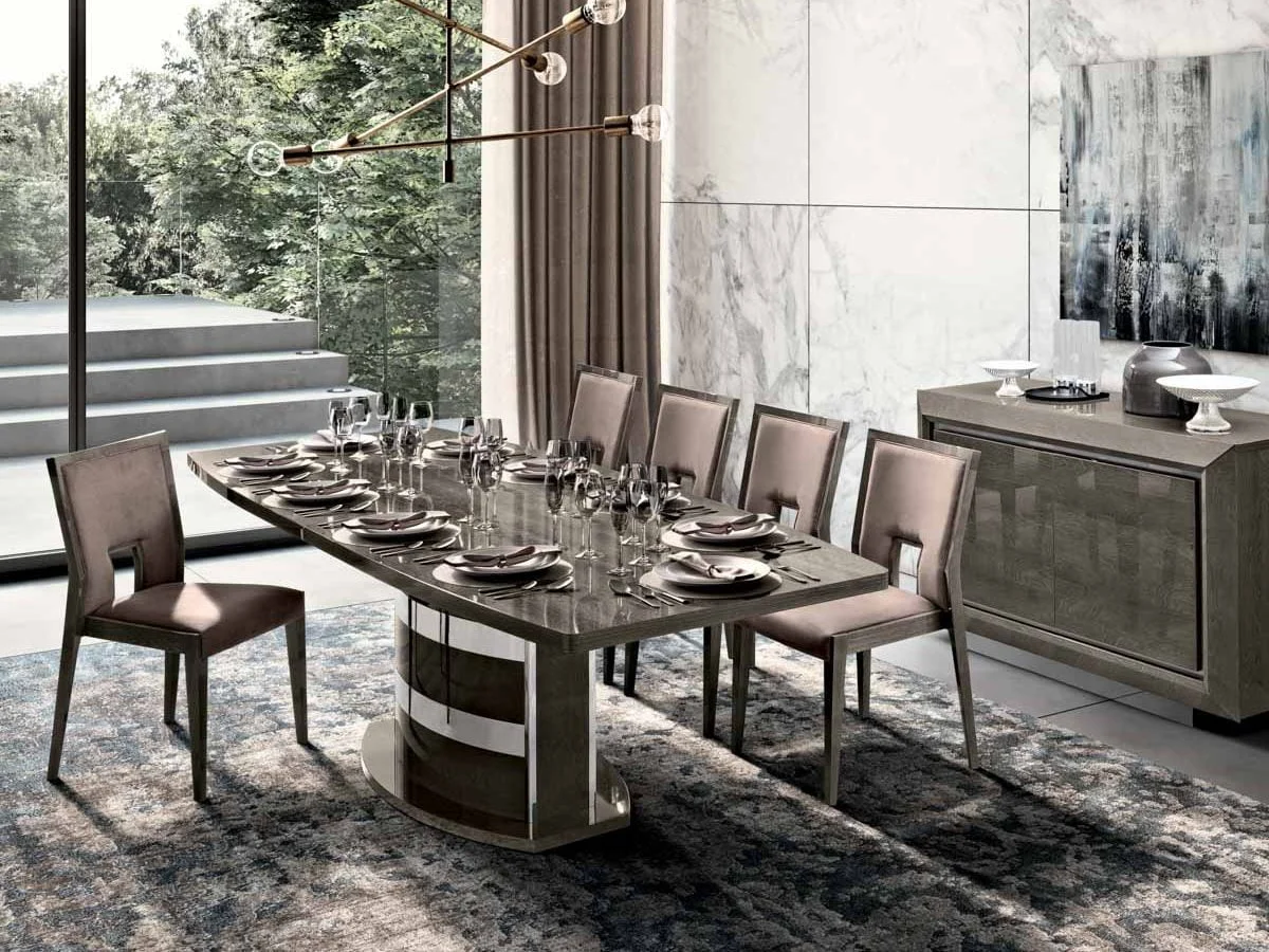 Camelgroup italiski baldai valgomojo komplektas ELITE Day Platinum stalas ir kėdės (5)