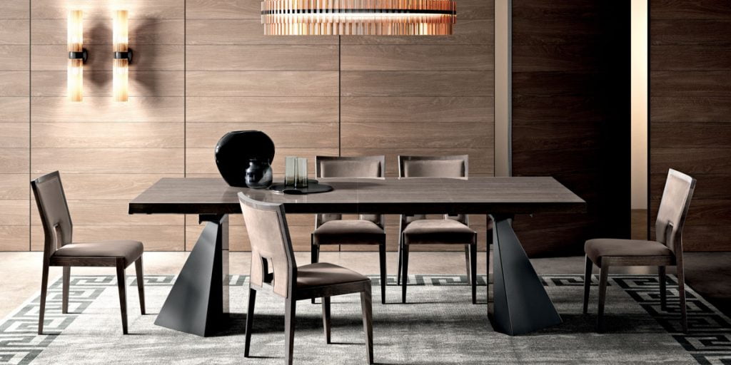 Camelgroup italiski baldai valgomojo komplektas ELITE Day Platinum stalas ir kėdės (6)