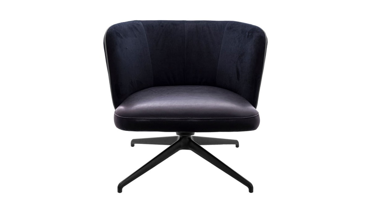 Mėlynas velvetinis pasukamas fotelis Gaia Line Lounge Easy – priekinis vaizdas, KFF