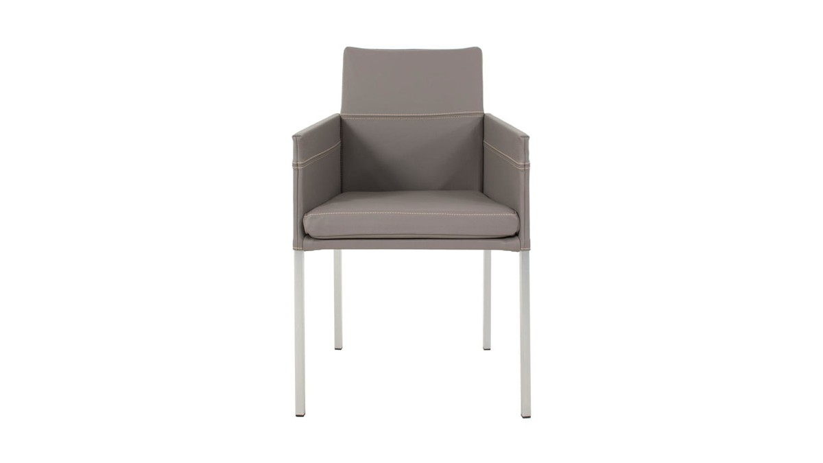 Taupe odinė kėdė su porankiais Texas Flat – priekinis vaizdas, KFF