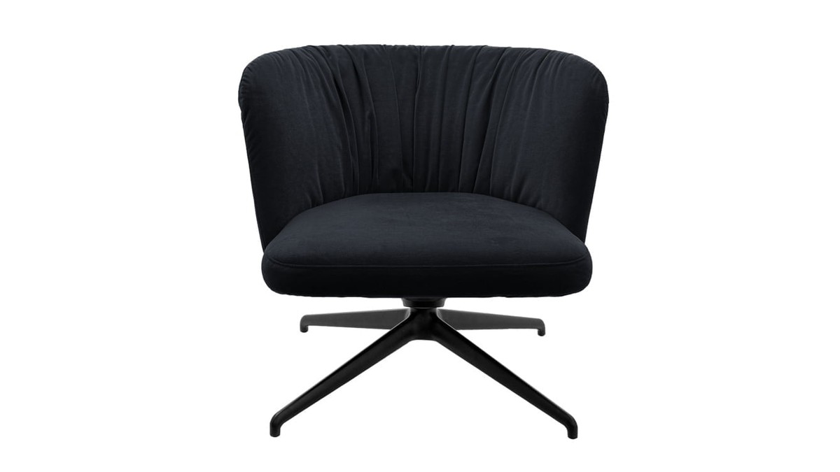 Juodas velvetinis pasukamas fotelis Gaia Casual Lounge – priekinis vaizdas, KFF