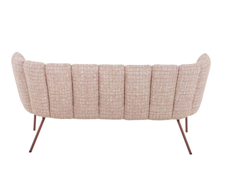 Rožinė tekstilinė sofa Gaia su segmentuotu atlošu – vaizdas iš nugaros, KFF