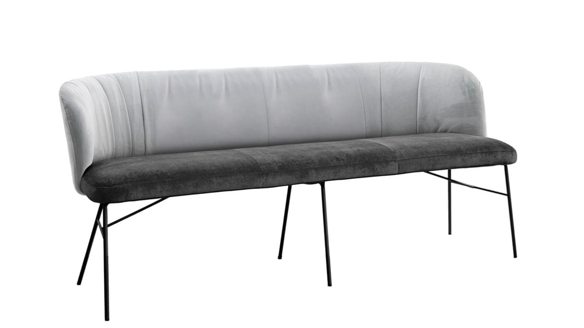 Pilka velvetinė trivietė sofa Gaia Casual ant metalinių kojų – priekinis vaizdas, KFF