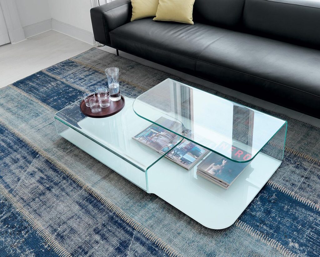 Žurnalinis staliukas Sovet Hug modernus stiklinis