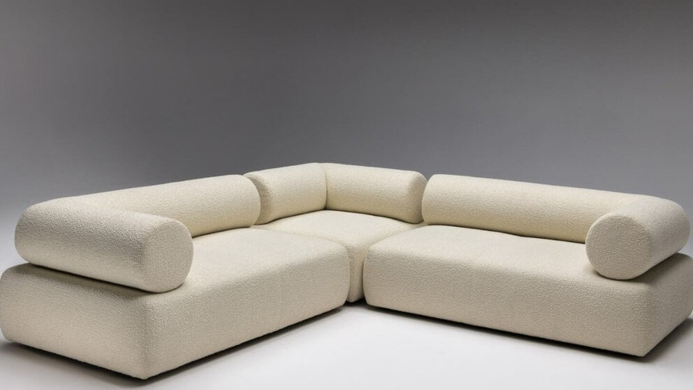 Kler didelė trijų dalių bouclė kampinė sofa Cheers
