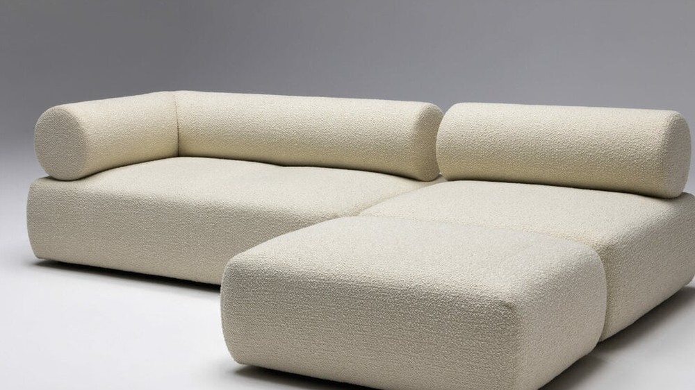 Kler kreminė bouclė kampinė sofa Cheers – kampinis vaizdas