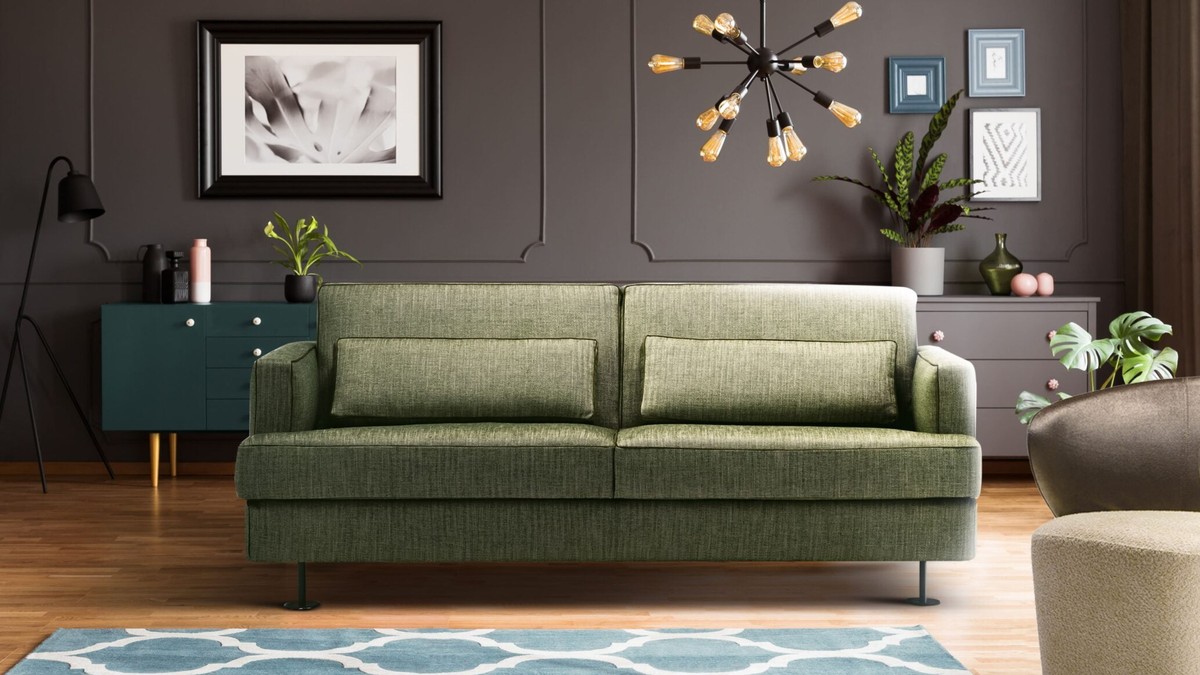 Žalia sofa Gabriel interjere su židiniu, FAMILY BEDDING