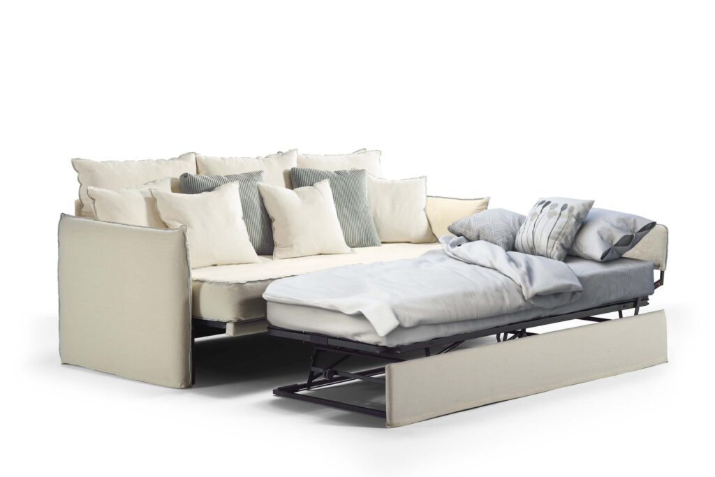 Family Bedding moderni sofa lova Tulip itališka  su miegamo mechanizmu išskleista