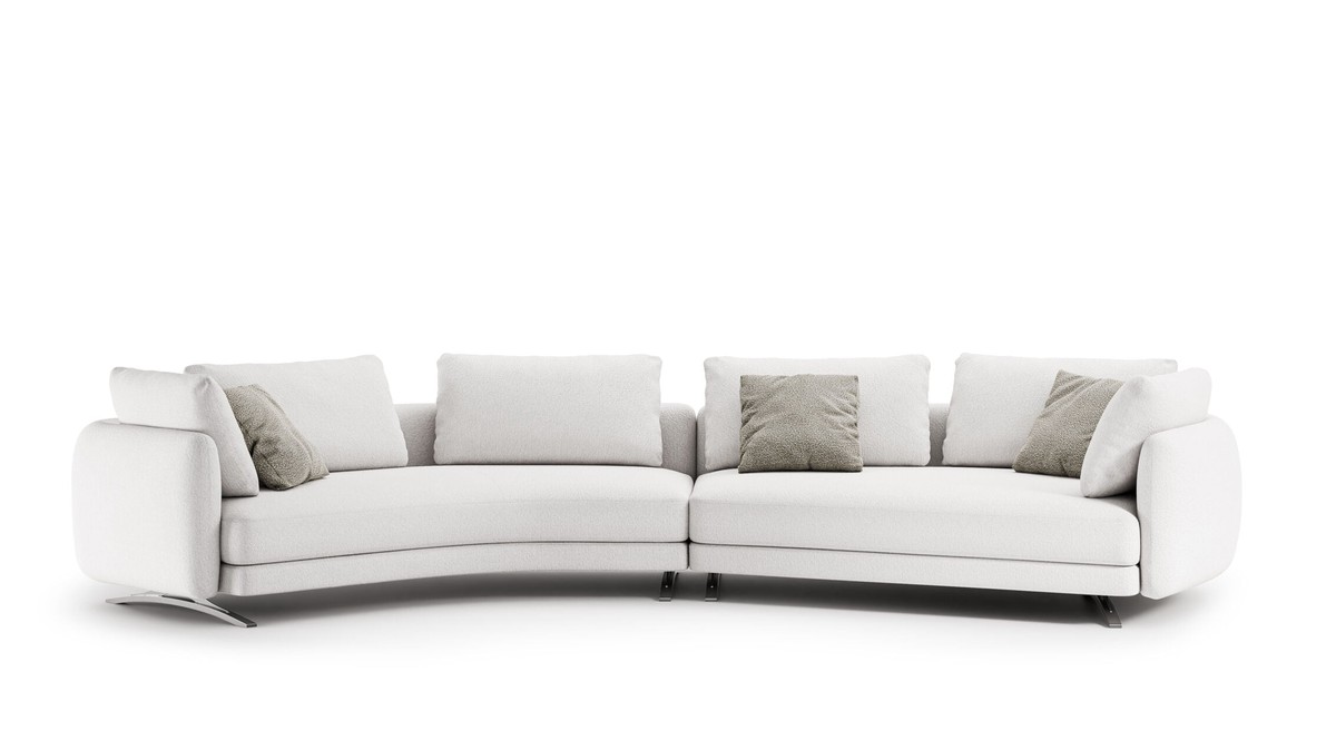 Apvalios formos sofa Amalfi baltame fone, OLTA