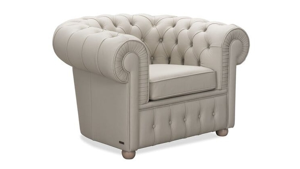 Kler chesterfield stiliaus odinis fotelis Orfeo su kapitone