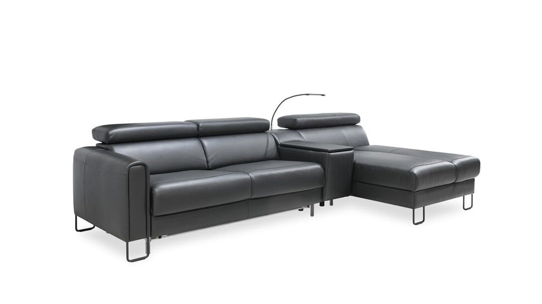 Kler standartinė juoda odinė kampinė sofa Solfeggio