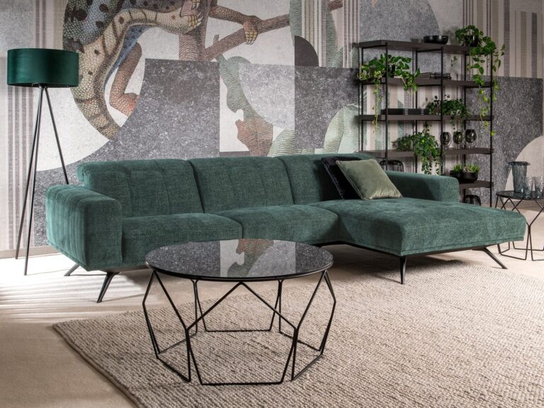 Moderni kampinė sofa Verdi žalia Kler