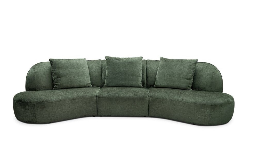 Kler žalia veliūrinė sofa Sirena – šoninis vaizdas