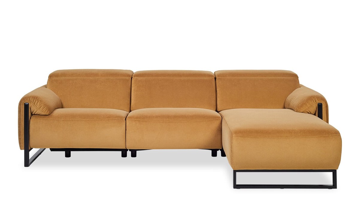 Kler plati garstyčių spalvos kampinė sofa Opera