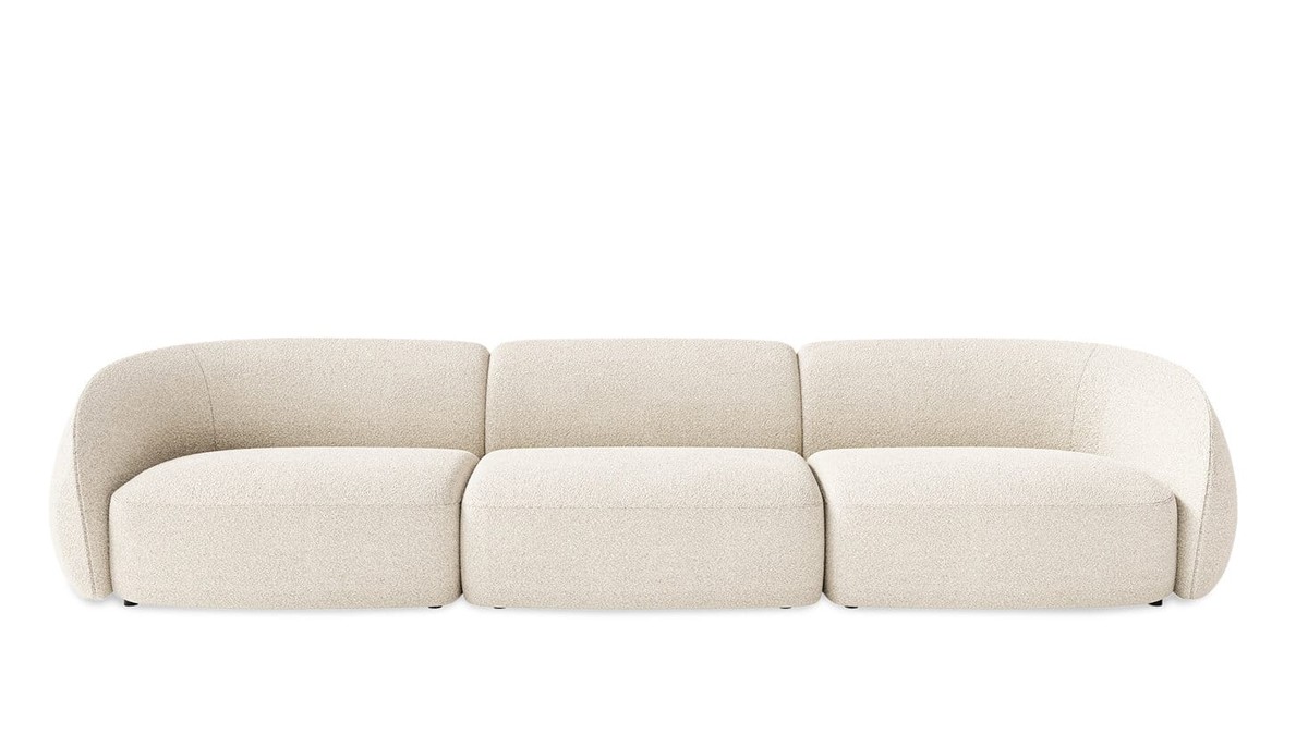 Kler trivietė balta bouclé sofa Emotion