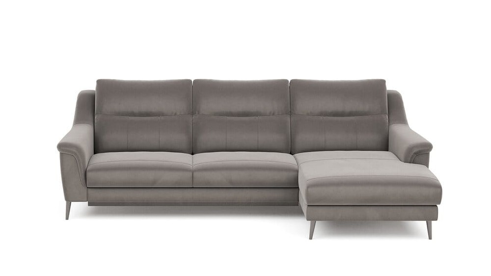 Kler smėlio spalvos odinė kampinė sofa Ramiro su dekoratyvine pagalvėle