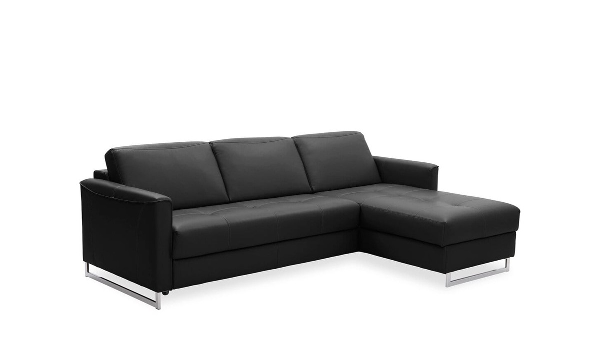Kler juoda odinė kampinė sofa Fuga baltame fone