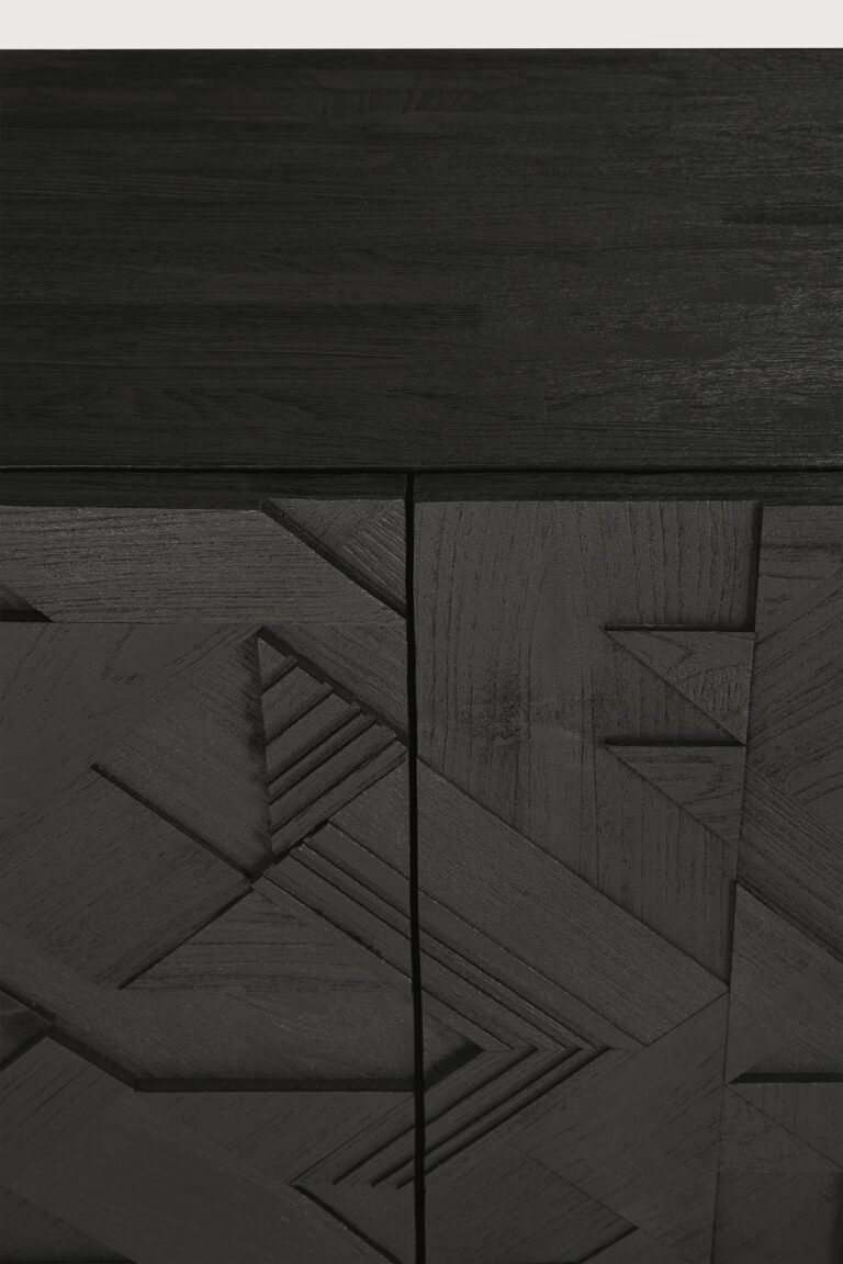 10062 Svetainės komoda Graphic 168x45x80h cm juoda prabangi tekstūrinė ant kojelių (8)