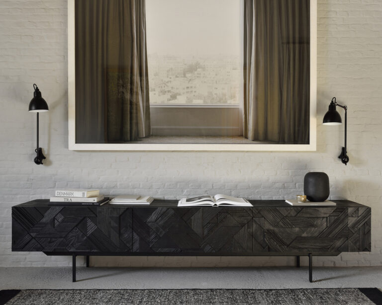 10064 Tv spintelė Graphic 240x45x51h cm juoda prabangi tekstūruota (2)