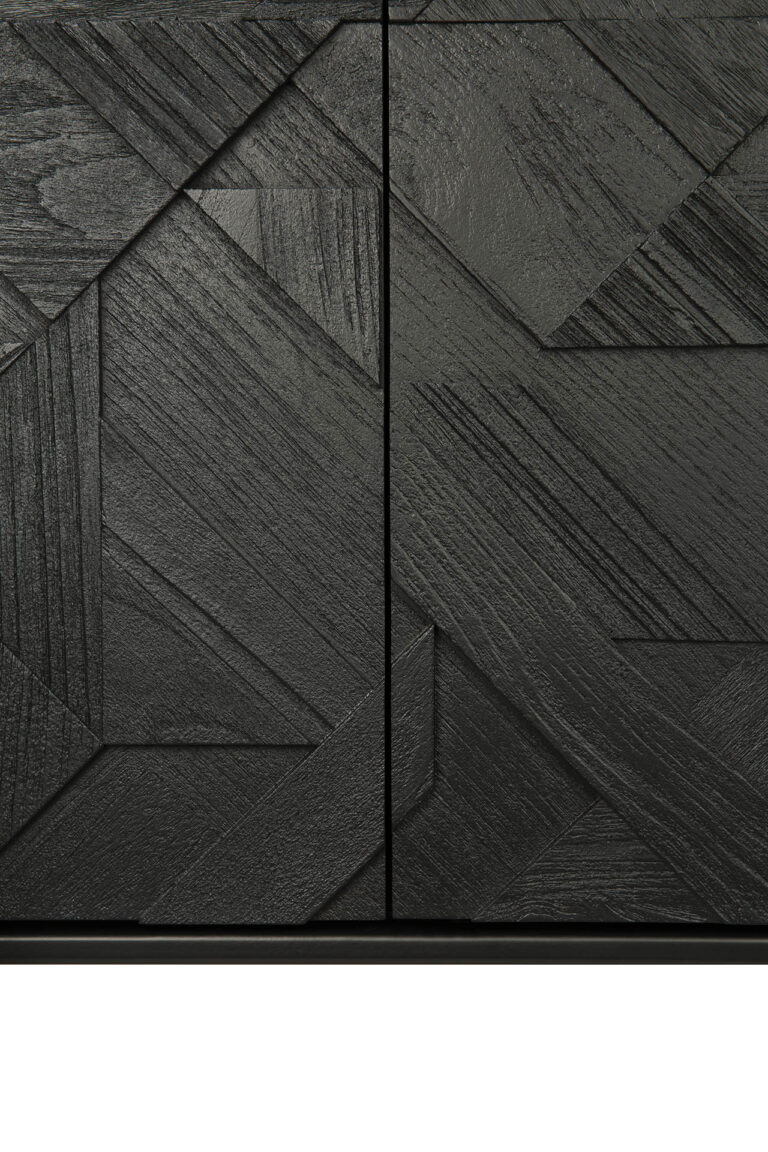 10066 Prabangi Svetainės komoda Graphic 100x45x160h cm juoda tekstūrinė ant kojelių (6)