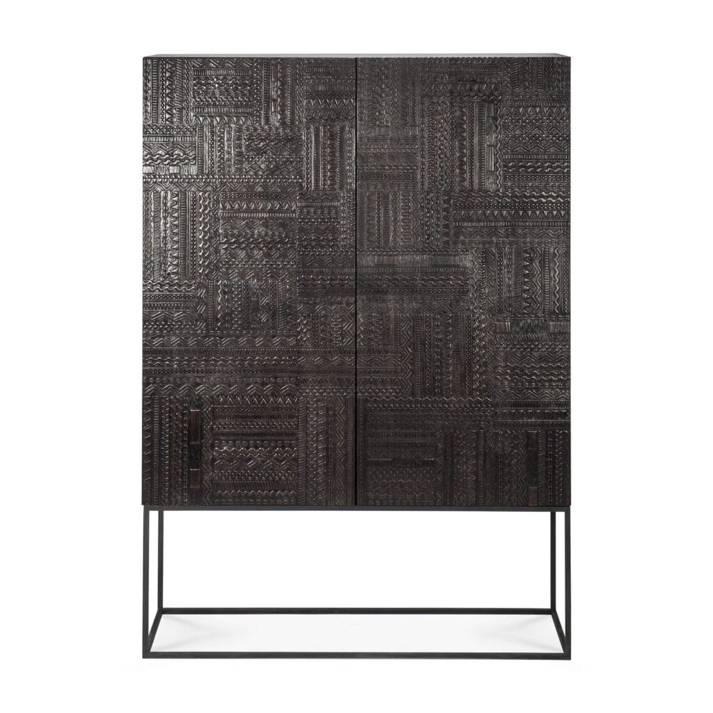 12184 Svetainės komoda Tabwa 126x45x180h cm (45) juoda tekstūrinė moderni