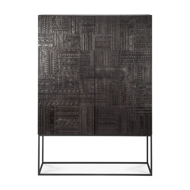12184 Svetainės komoda Tabwa 126x45x180h cm (45) juoda tekstūrinė moderni