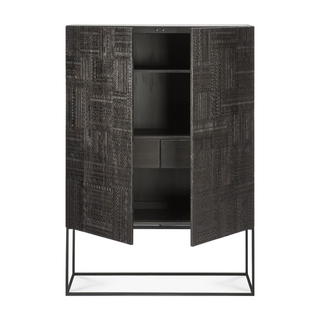 12184 Svetainės komoda Tabwa 126x45x180h cm (49) juoda tekstūrinė moderni