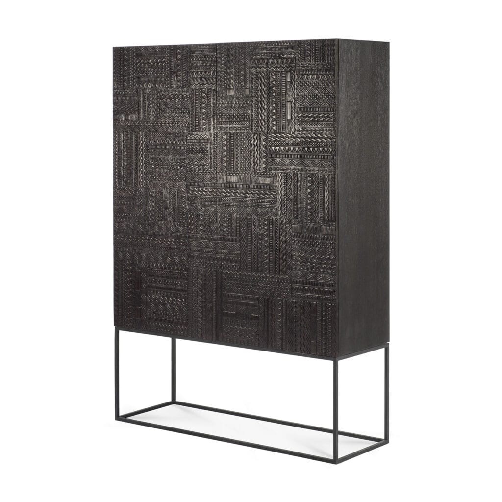 12184 Svetainės komoda Tabwa 126x45x180h cm (53) juoda tekstūrinė moderni