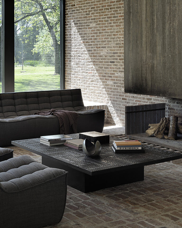 12209 Kavos ir žurnalinis staliukas Tabwa 170x120x36h cm juodas medinis, teksturinis (1)