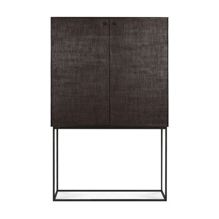 12250 Svetainės komoda Grooves 102x45x162h cm juoda ant kojelių prabangi (14)