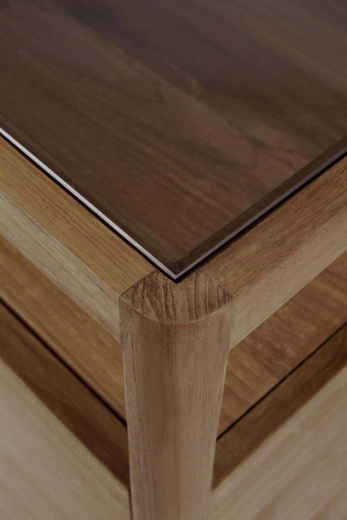 14177 Komoda Spindle skandinaviško ir japandi stiliaus 150x56x83h cm tamsiai rudo medžio (8)