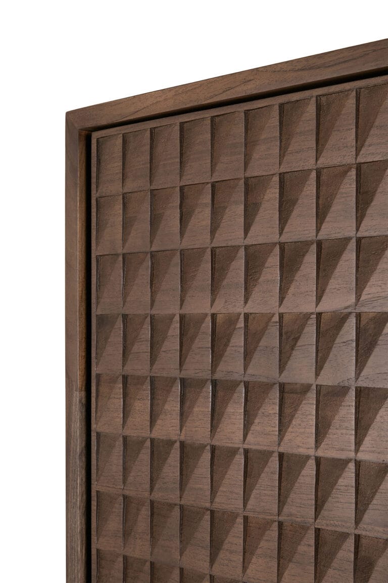 15349 Svetainės komoda Sono 116x48x144h cm moderni tekstūrinė ant kojelių rudo medžio (12)