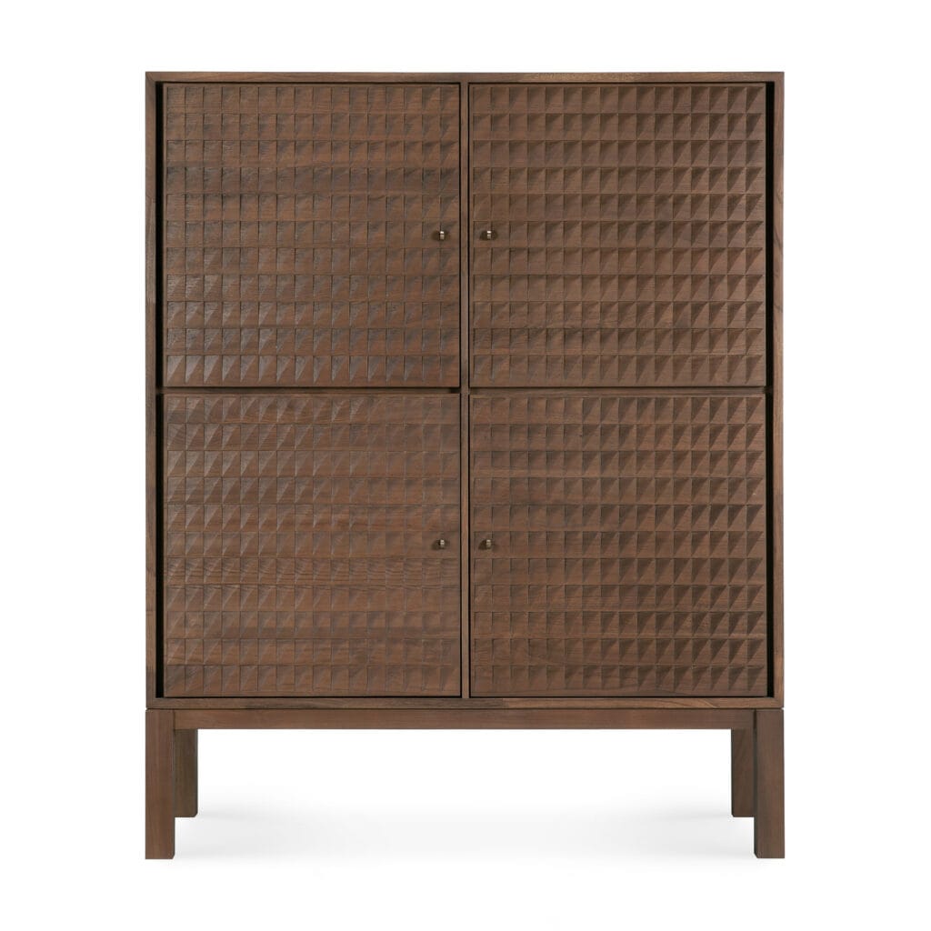 15349 Svetainės komoda Sono 116x48x144h cm moderni tekstūrinė ant kojelių rudo medžio (19)