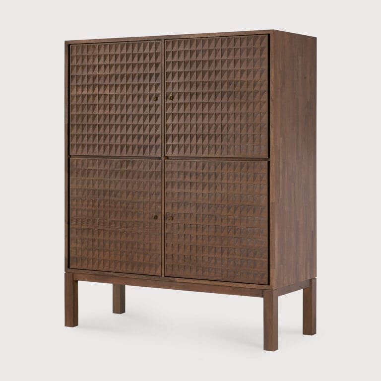 15349 Svetainės komoda Sono 116x48x144h cm moderni tekstūrinė ant kojelių rudo medžio (3)