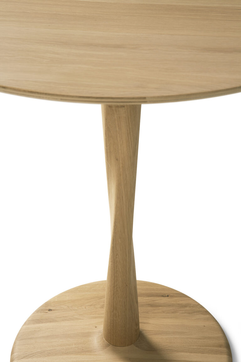 50035 Baro stalas Torsion 70x70x69h cm šviesaus medžio ąžuolo skandinaviško stiliaus apvalus (3)