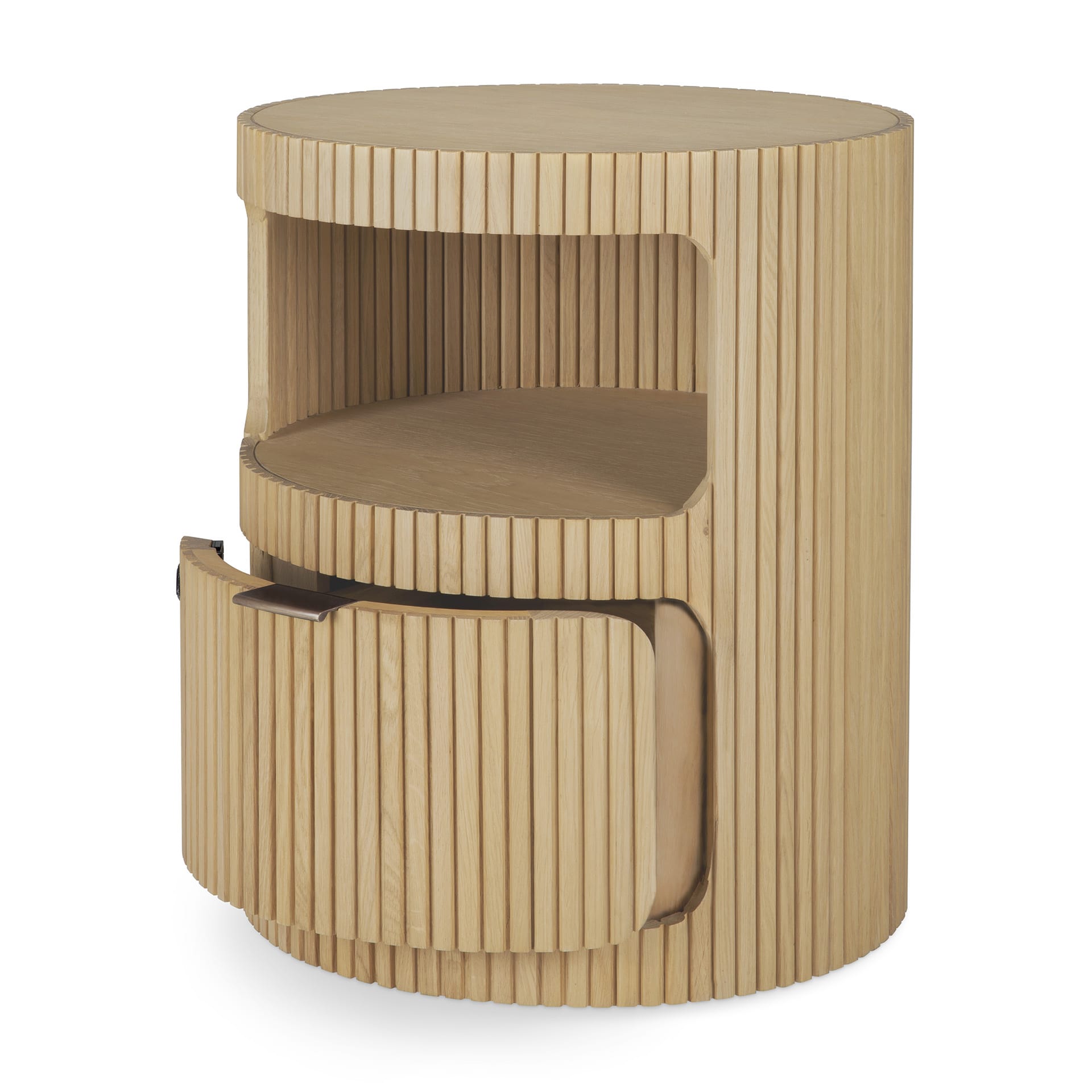 50793 Šoninis staliukas Boomerang 45x45x55h cm šviesaus medžio ąžuolo. Apvalus. Tinkamas naudoti kaip naktinė spintelė (4)