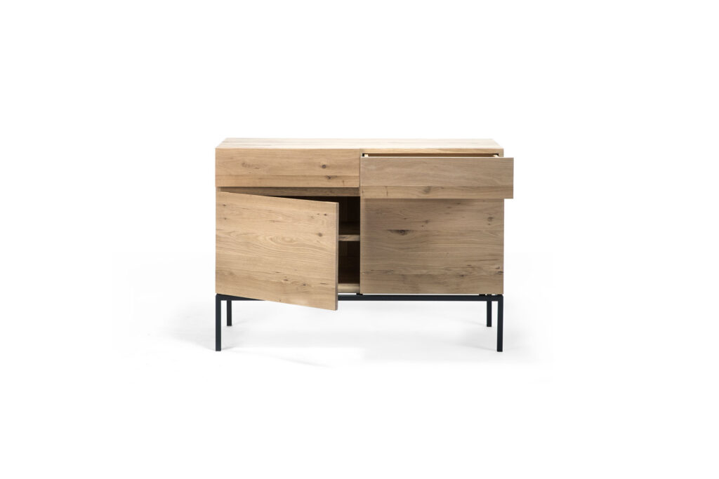 51114 Svetainės komoda Ligna 110x45x78h cm šviesaus ąžuolo medžio skandinaviško stiliaus (13)