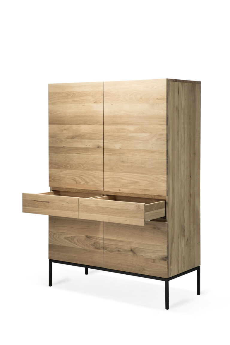 51117 Svetainės komoda Ligna 110x50x162h cm Skandinaviško stiliaus šviesaus ąžuolo medžio ant kojelių (45)