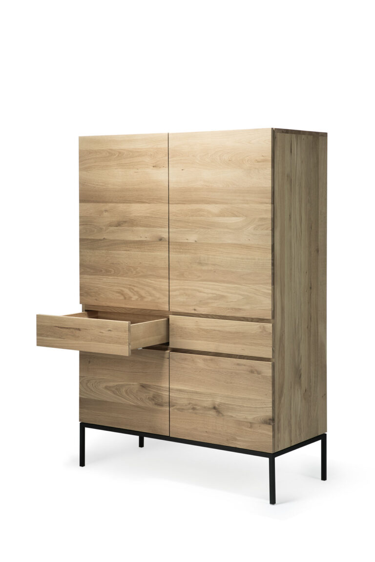 51117 Svetainės komoda Ligna 110x50x162h cm Skandinaviško stiliaus šviesaus ąžuolo medžio ant kojelių (46)