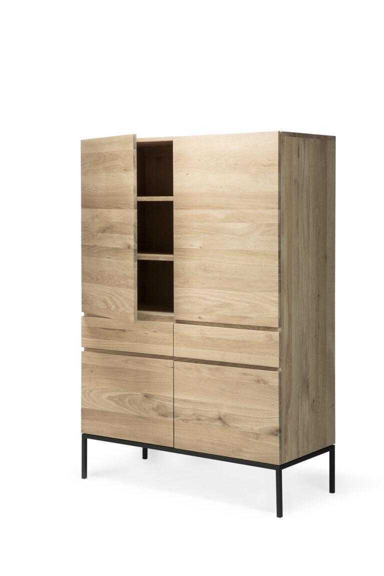 51117 Svetainės komoda Ligna 110x50x162h cm Skandinaviško stiliaus šviesaus ąžuolo medžio ant kojelių (47)