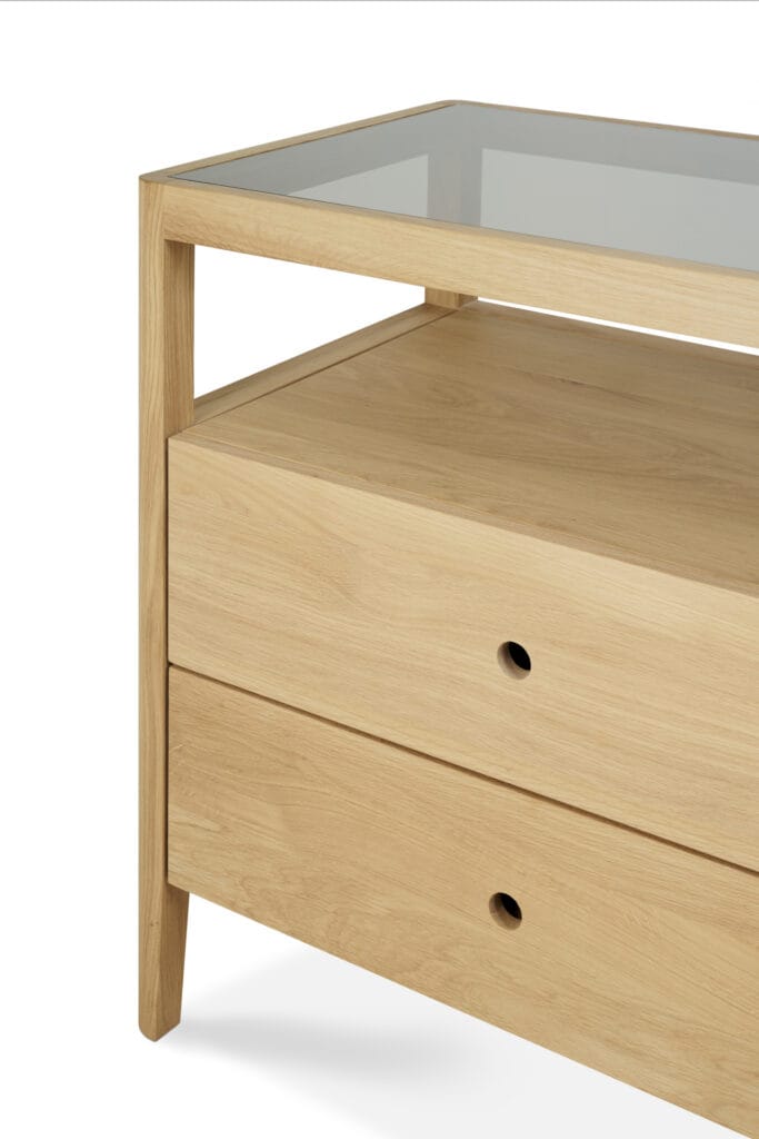 51250 Svetainės komoda Spindle 150x56x83h cm skandinaviško stiliaus šviesaus ąžuolo (26)